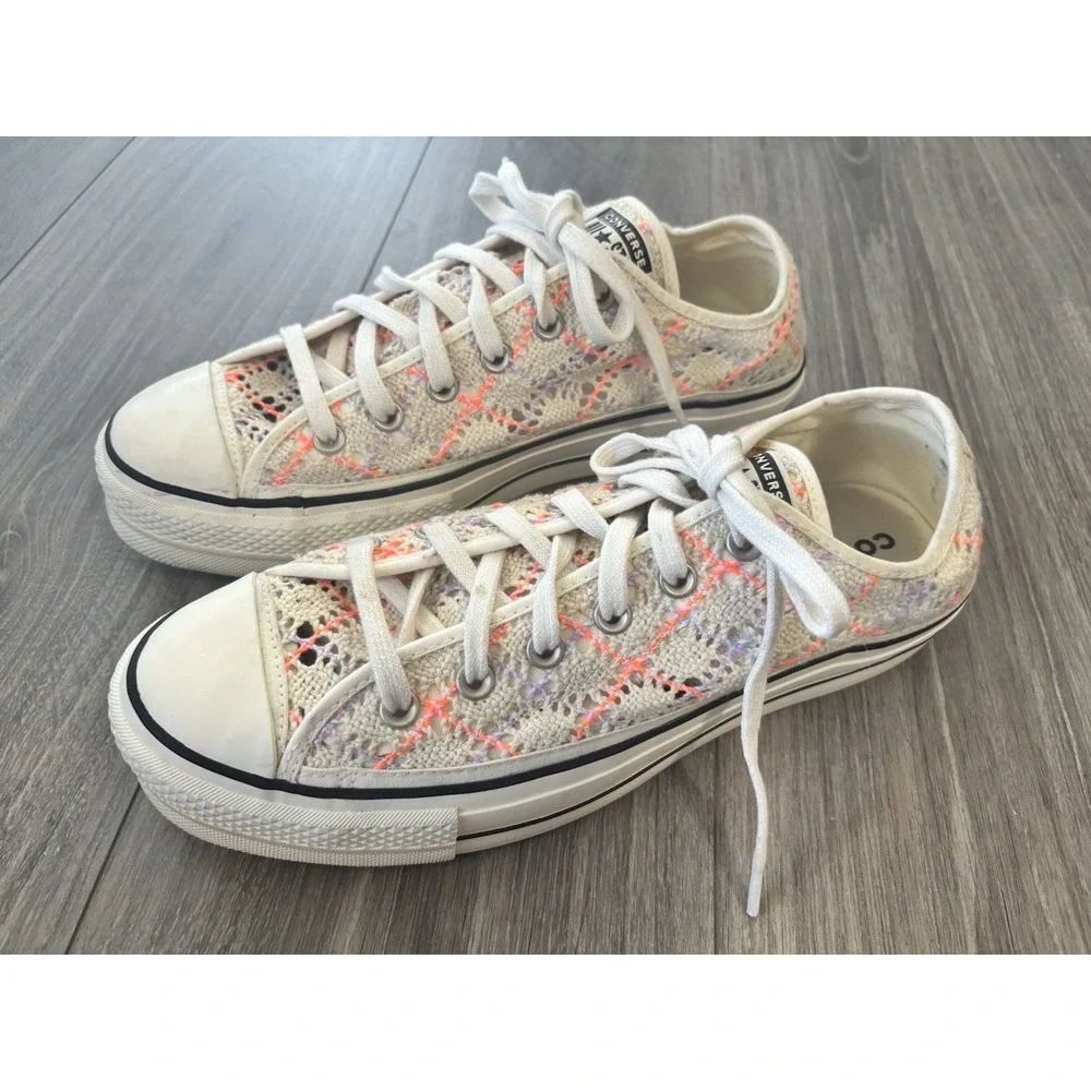 Converse Chuck Taylor Crochet Knit Platform Sneakers Women’s 9 Low Top Festival - Picture 2 of 10